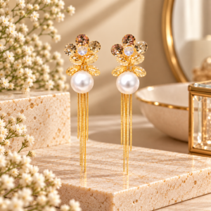 Pearl Floral Drop Earrings