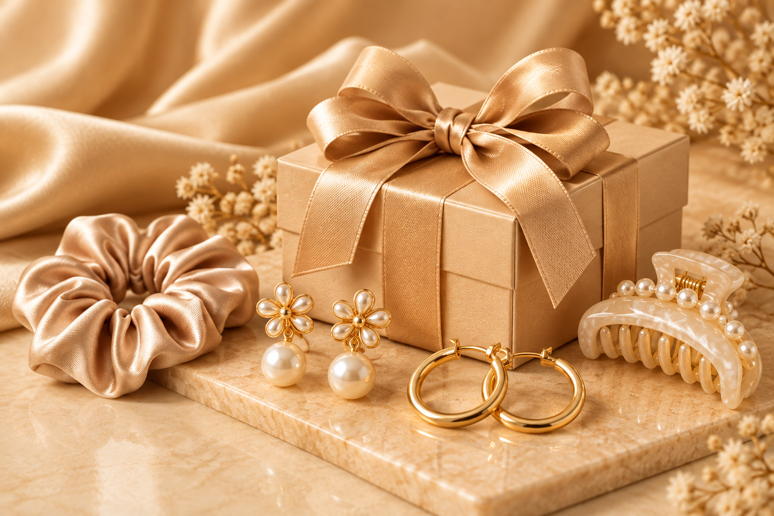 Champagne Gift Set with Pearl Accessories