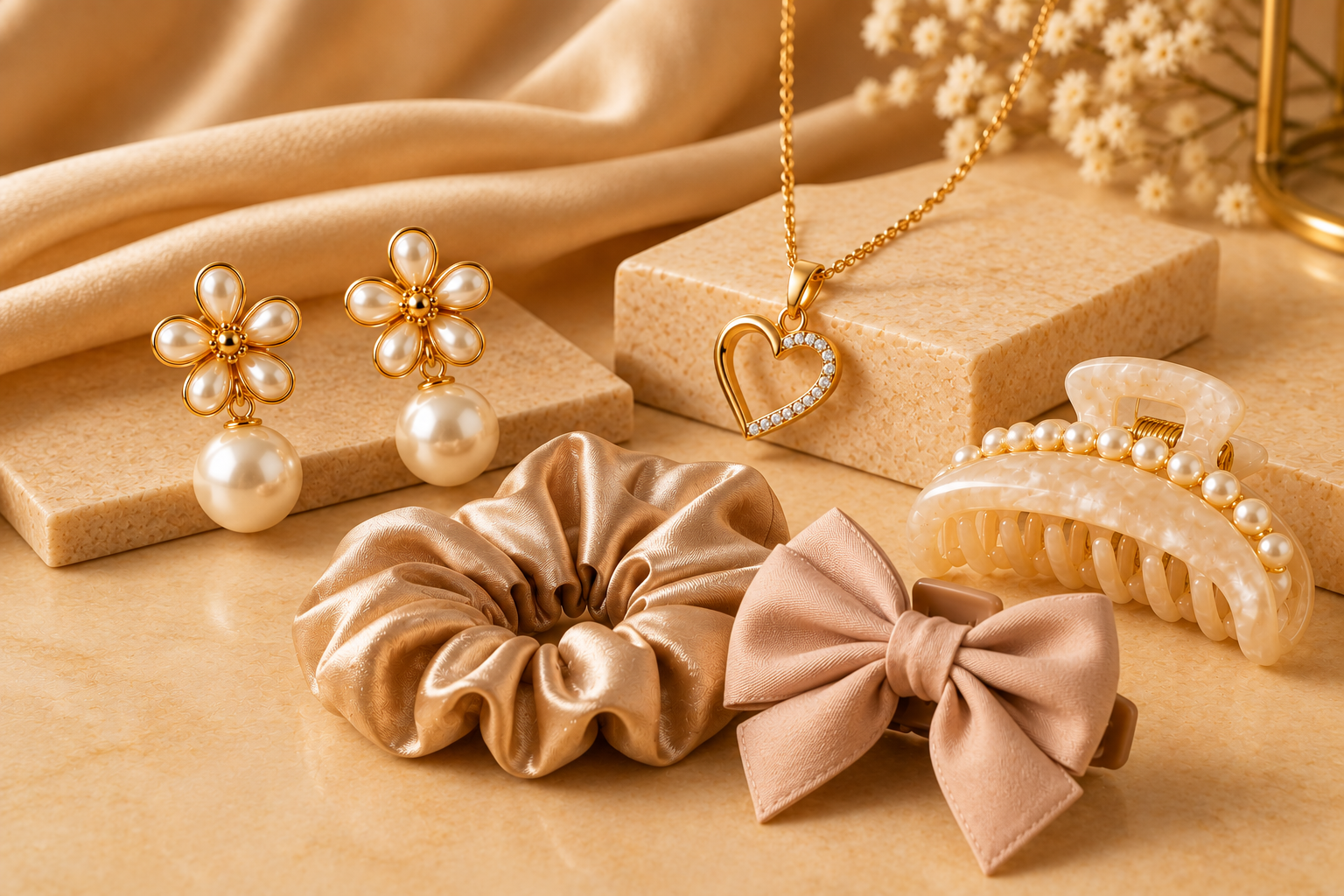 Champagne Jewelry and Hair Accessories Set